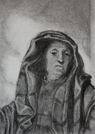 Carcoal sketches of famous portrait paintings, done by Annari van der Merwe